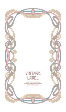 Çerçeve, art nouveau tarzında yumuşak altın renklerde sınır. Tebrik kartı, davet, hediye çeki için iyi. Ürün veya kozmetik etiketi. Vintage, eski, retro tarzı. Hisse senedi vektör çizim.