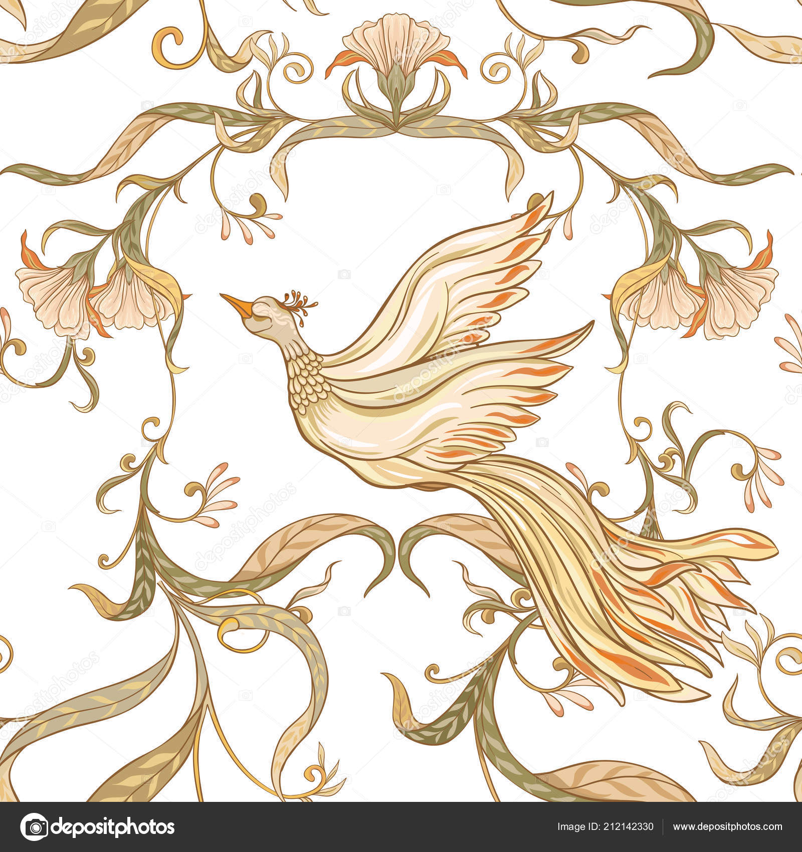 Modèle Vintage Fleurs Et Oiseaux Sans Soudure Arrière Plan