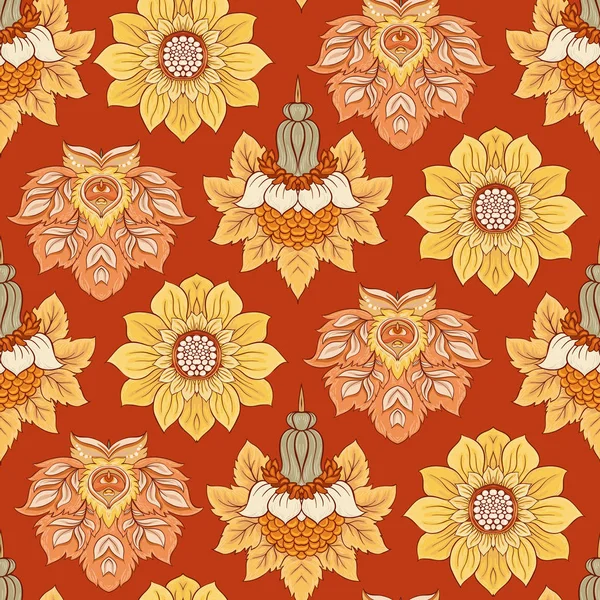 Floral seamless pattern, background  In art nouveau style, — Stock Vector