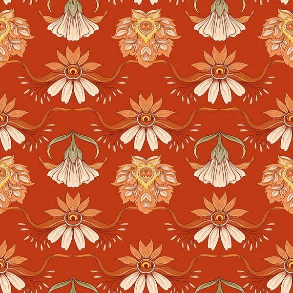 Floral nahtlose Muster, Hintergrund im Jugendstil, — Stockvektor