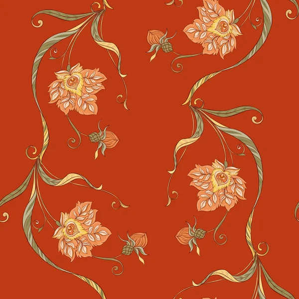 Padrão Sem Costura Floral Fundo Estilo Art Nouveau Vintage Velho — Vetor de Stock