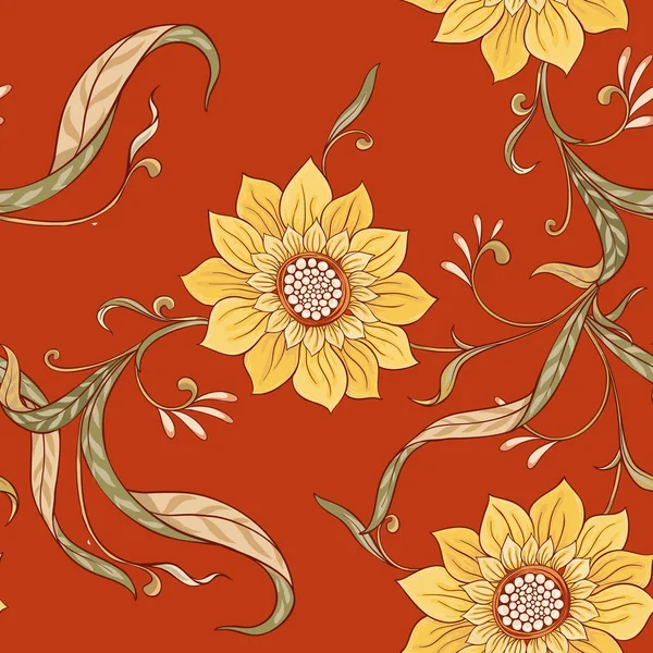 Patrón sin costura floral, fondo en estilo art nouveau, — Vector de stock