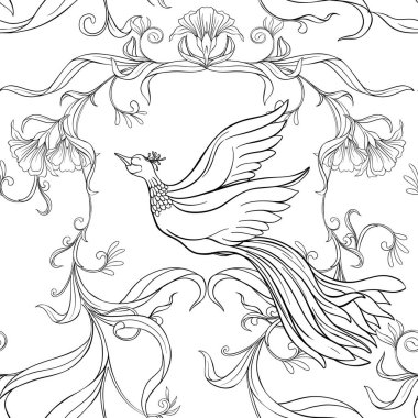 Vintage çiçekler ve kuşlar seamless modeli, arka plan.