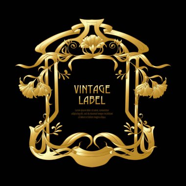 Ürün veya kozmetik art nouveau tarzında, vintage, eski, retro tarzı için etiket.