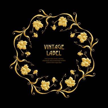 Ürün veya kozmetik art nouveau tarzında, vintage, eski, retro tarzı için etiket.