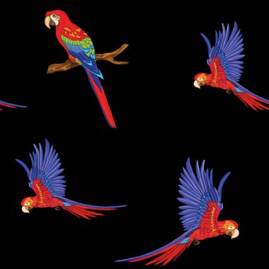 Dikişsiz desen, kuşlar ile arka plan. Vektör çizim