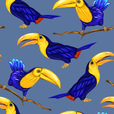 Dikişsiz desen, kuşlar ile arka plan. Vektör çizim