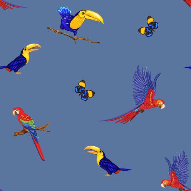 Dikişsiz desen, kuşlar ile arka plan. Vektör çizim