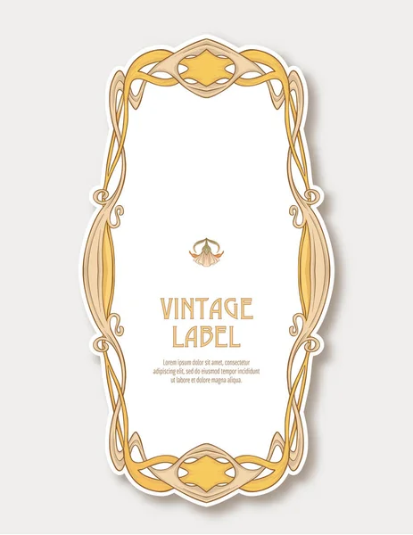 Label for products or cosmetics in art nouveau style, vintage, old, retro style. — Stock Vector