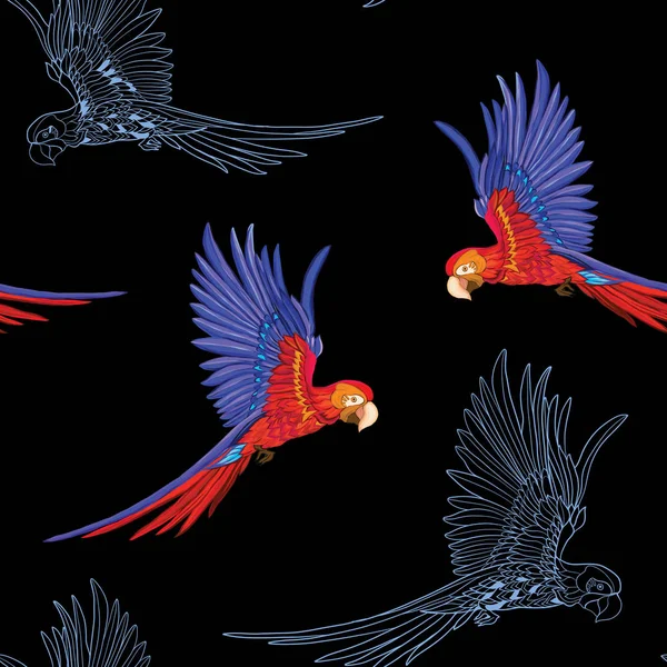 Безшовний візерунок, фон з птахами. Векторні ілюстрації — стоковий вектор