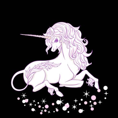 Tek boynuzlu at. Vektör çizim. 