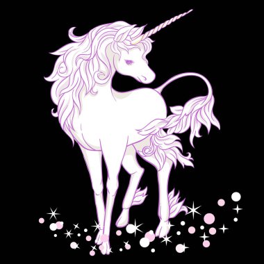 Tek boynuzlu at. Vektör çizim. 