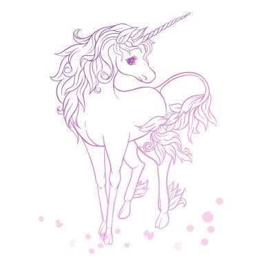 Tek boynuzlu at. Vektör çizim. 