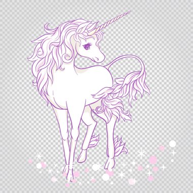 Tek boynuzlu at. Vektör çizim. 