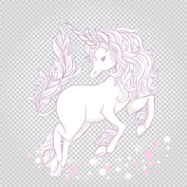 Tek boynuzlu at. Vektör çizim. 