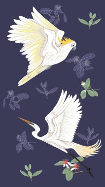 Feijoa çiçek açan çiçekler ile çiçek desenli arka plan