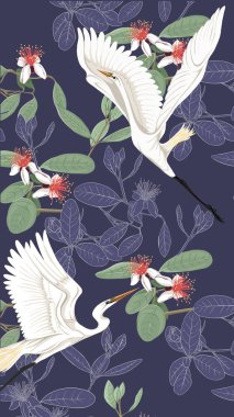 Feijoa çiçek açan çiçekler ile çiçek desenli arka plan