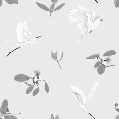 Dikişsiz desen, feijoa çiçek açan çiçekler ile çiçek desenli arka plan