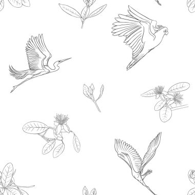 Dikişsiz desen, feijoa çiçek açan çiçekler ile çiçek desenli arka plan