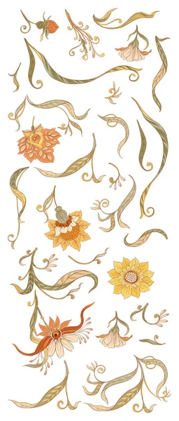 Elementos decorativos florales En estilo art nouveau — Vector de stock