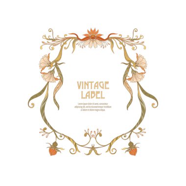 Ürün veya kozmetik art nouveau tarzında, vintage, eski, retro tarzı için etiket.