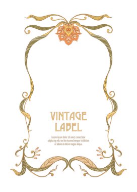 Ürün veya kozmetik art nouveau tarzında, vintage, eski, retro tarzı için etiket.
