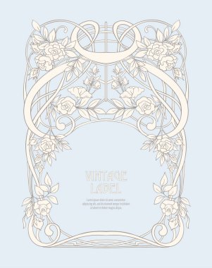 Ürün veya kozmetik art nouveau tarzında, vintage, eski, retro tarzı için etiket.