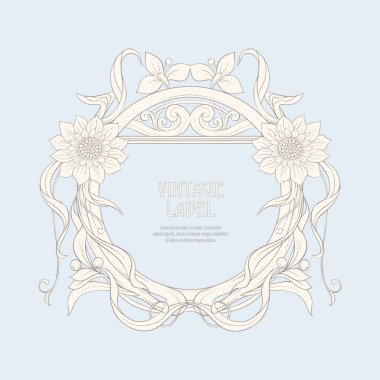 Ürün veya kozmetik art nouveau tarzında, vintage, eski, retro tarzı için etiket.