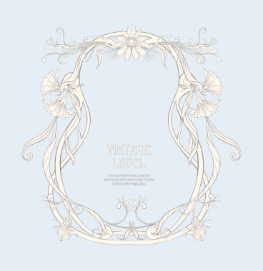 Ürün veya kozmetik art nouveau tarzında, vintage, eski, retro tarzı için etiket.