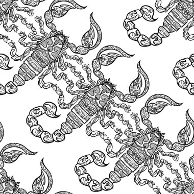 Dikişsiz desen, etnik desenli süslü hayvan ile arka plan