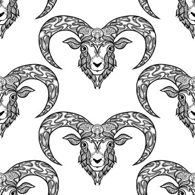 Dikişsiz desen, etnik desenli süslü hayvan ile arka plan