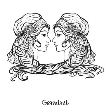 Zodyak işareti. Astrolojik burç koleksiyonu. Vektör çizim