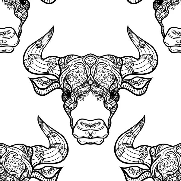 Patrón inconsútil, fondo con animal ornamentado estampado étnico — Vector de stock