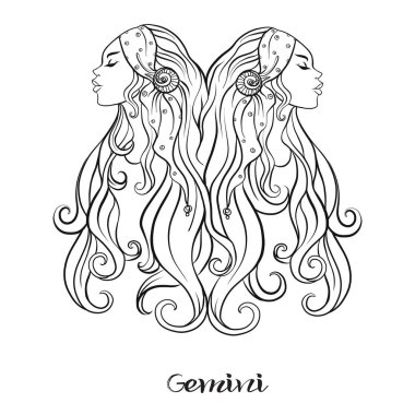 Zodyak işareti. Astrolojik burç koleksiyonu. Vektör çizim