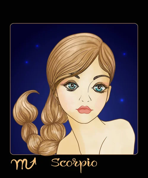 Scorpio zodiac sign. A young beautiful girl In the form of one of the signs of the zodiac. — Stock Vector