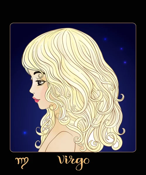 Signo zodiacal de Virgo. Una joven hermosa en forma de uno de los signos del zodíaco . — Vector de stock