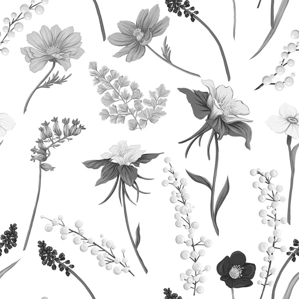 Motif floral sans couture, fond avec des fleurs de printemps . — Image vectorielle