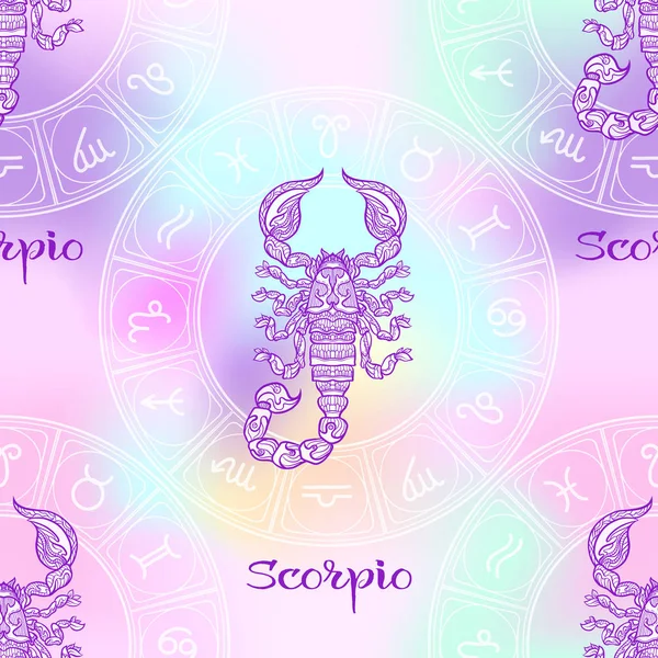 Wzór Symbolami Horoskop Znaki Zodiaku Ultra Violet Wanilia Pastelowej Kolorystyce — Wektor stockowy