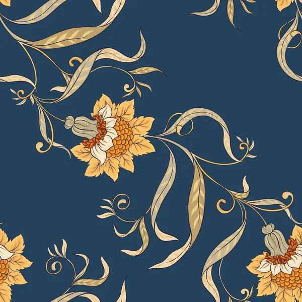 Padrão Sem Costura Floral Fundo Estilo Art Nouveau Vintage Velho — Vetor de Stock