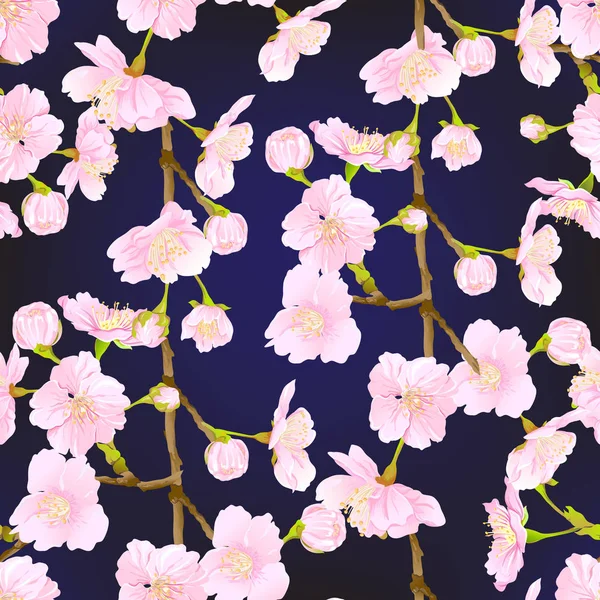 Χωρίς Ραφή Πρότυπο Φόντο Ανθοφορία Κεράσι Ιαπωνικά Sakura Απαλά Χρώματα — Διανυσματικό Αρχείο