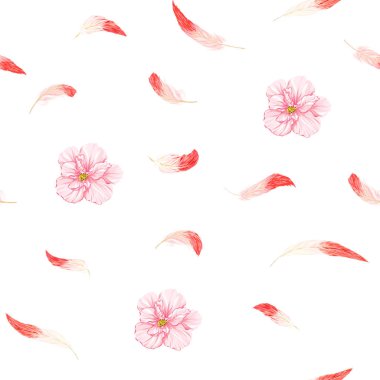 Dikişsiz desen, arka plan. beyaz bir arka plan üzerinde pembe flamingo tüyleri ile. Hisse senedi vektör çizim.