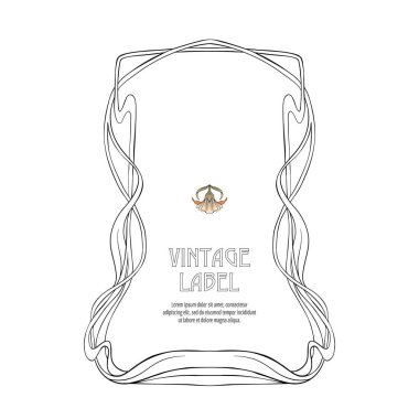 Çerçeve, sınır metin için yer ile art nouveau tarzında. Vintage, eski, retro tarzı. Ector illüstrasyon. Anahat el çizimi. Sayfa için yetişkin renklendirme kitap boyama için iyi.