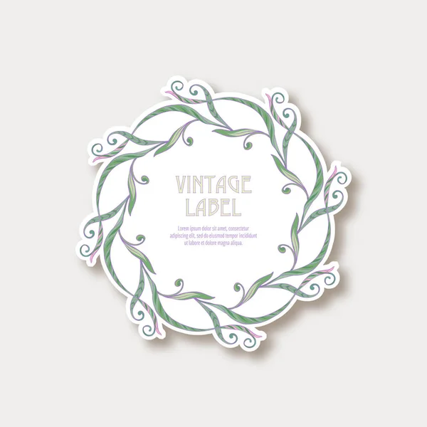 Étiquette Autocollant Style Art Nouveau Isolé Sur Fond Blanc Étiquette — Image vectorielle