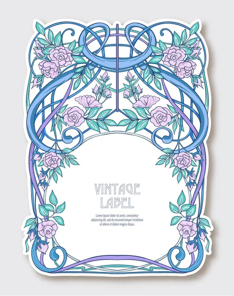 Címke Matrica Art Nouveau Stílusban Elkülönített Fehér Háttér Feliratát Termékeket — Stock Vector