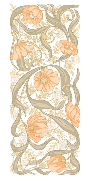 Květinový Vzor Stylu Art Nouveau Ročník Staré Retro Styl Dekorativní — Stockový vektor