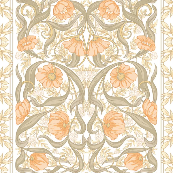 Motif Sans Couture Fond Avec Motif Floral Dans Style Art — Image vectorielle