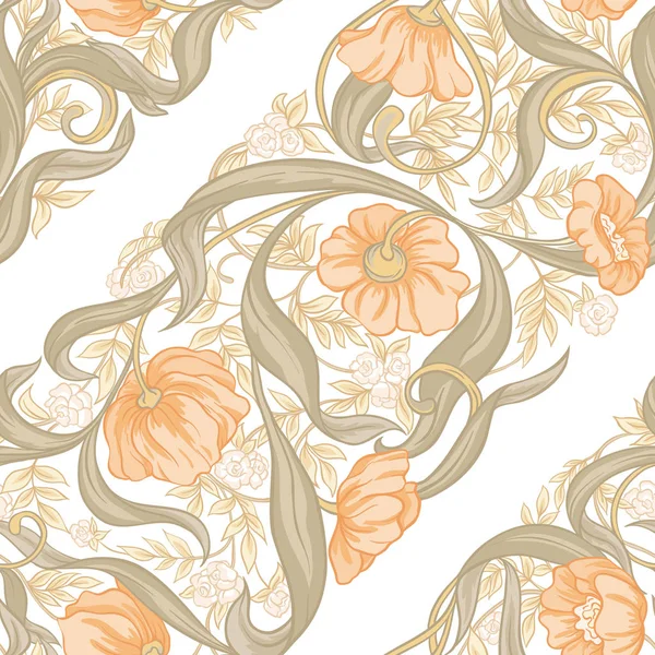 Patrón Sin Costuras Fondo Con Patrón Floral Estilo Art Nouveau — Vector de stock