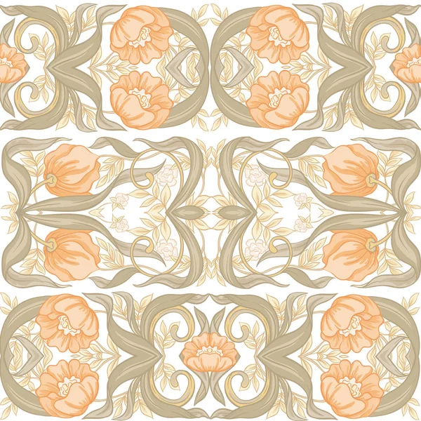 Patrón Sin Costuras Fondo Con Patrón Floral Estilo Art Nouveau — Archivo Imágenes Vectoriales