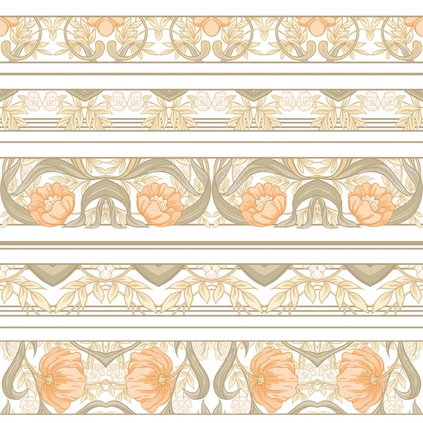 Seamless Pattern Background Floral Pattern Art Nouveau Style Vintage Old — Stock Vector