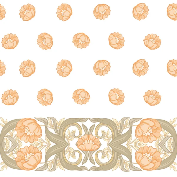 Patrón Sin Costuras Fondo Con Patrón Floral Estilo Art Nouveau — Archivo Imágenes Vectoriales